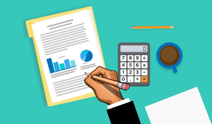 Person reviewing financial reports with a calculator and checklist, preparing documents and records for a financial statement audit.